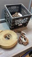 CRATE WITH TOW STRAP + (3) CHAINS