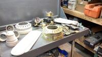(2) FAN/LIGHT FIXTURES - ONE WHITE + ONE GOLD COLOUR
