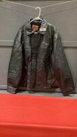BLACK LEATHER JACKET W/ COMPANY LOGO