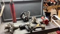 BASKET WITH PROPANE TANK TOP HEATER, CRAFTSMAN CIRCULAR SAW, (2) ELECTRIC IMPACTS, (2) FLASHLIGHTS