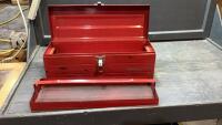 RED METAL TOOLBOX WITH TRAY