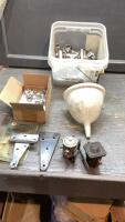 BOX OF MISC SOCKETS, PEG BOARD HANGERS,HOOKS, LUG NUTS
