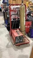 POCKET TURBO 130 WIRE FEED WELDER ON CART AND GAS TANK