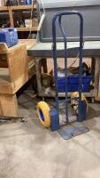 BLUE DOLLY WITH YELLOW TIRES