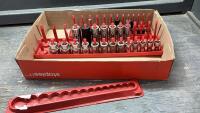 ASSORTED DEEP + SHALLOW 1/2&rdquo; + 3/8&rdquo; DRIVE SAE SOCKETS WITH HOLDERS