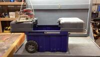 MASTERCRAFT MAXIMUM ROLLING TOOL TOTE WITH SLIDING COVER WITH CONTENTS