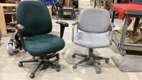 (2) OFFICE CHAIRS - GREEN AND GREY