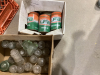 3 BOXES - OLD INSULATORS, UFA OIL TINS -FULL - 2