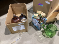 3 BOXES - DEEP FRYER, AQUARIUM LAMP, OLD JUGS