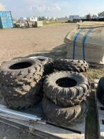Pallet of new and used quad tires + Cloud Rider stone guard