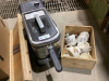 3 BOXES - DEEP FRYER, AQUARIUM LAMP, OLD JUGS - 2