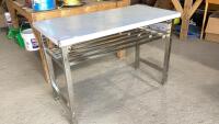 STAINLESS STEEL WORK TABLE WITH RACK UNDERNEATH