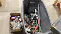 LARGE TOTE W/PLUMBING SUPPLIES
