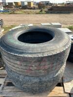 Two Michelin 22.5 transport tires