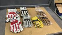 (5) PAIRS IMPACT RESISTANT GLOVES + (2) PAIRS GAUNTLETS. - SIZE LARGE