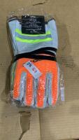 (2) PAIR GEL PAD, THINSULATE HI VIS GOAT SKIN LEATHER GAUNTLET