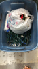 TOTE W/XMAS DECOR, PERFUME BOTTLES, LOT OF PLATTERS - 3