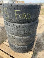 Set of four renegade truck tires on Ford eight bolt aluminum rims