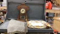 VINTAGE MINERVA CLOCK, PILLOW, WOOL BLANKET