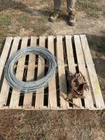 Pallet of wire and gate hinges