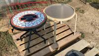 PALLET WITH (2) PATIO SIDE TABLES