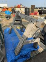 Wooden sawhorse and Polly tarp