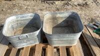 (2) GALVANIZED SQUARE WASH TUBS