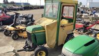 JOHN DEERE 214 LAWN TRACTOR WITH BLADE AND CAB**LOT 2126 SWEEPER FITS THIS TRACTOR**