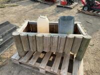 Fence post log planter with two chicken waters