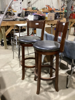 2 WOOD W/VINYL SEAT STOOLS