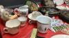 BOX W/ MISC COLLECTIBLES - BELLEK 1976 CHRISTAMS PLATE, MYTHICAL COLLECTOR PLATES, MISC DISHES, USED STAMPS - 4