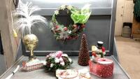 WREATH, DECOR PIECES , FIBRE OPTIC TREE, CANDY CANE