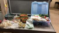 (2) CONTAINERS CHRISTMAS CRAFTING SUPPLY + CANDLE HOLDERS