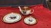 HYCROFT HERFORD CHINA SET - TEAPOT, DINNERPLATE, SIDE PLATE