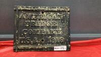 CAST IRON "AMERICAN BRIDGE CO." PLATE - 1919
