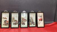 (5) VINTAGE ORIENTAL THEME PICTURES - 3-D DESIGN W/ OYSTER SHELL