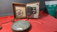 SMALL KEYSTONE REEL TO REEL FILM PROJECTOR & EASTMAN KODAK FILM REEL CAN
