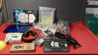 BOX W/ MACBOOK PRO 13" CASE, CAT TOY, HEADPHONES, HOLO SKETCH KIT