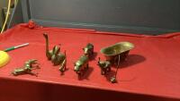 SMALL BRASS ITEMS - BATHTUB, PIGS, RABBIT, ELEPHANT