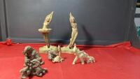(2) BOXES W/ ANIMAL KNICK KNACKS AND. PLASTER DANCING FIGURINES