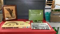 THE FARMING GAME, EAGLE PICTURE ON WOOD, NATIONAL POST FRONT LINE COMMEMERATIVE NEWSPAPER