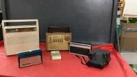BOX W/ OLD RADIOS & POLAROID CAMERA