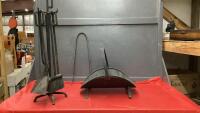 BLACK IRON VINTAGE FIREPLACE TOOL SET