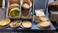 (2)BOXES -WICKER PLATES + WICKER POTS