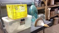 CRATE + TOTE WITH GLASS DECOR PIECES + WALL SCONCE