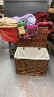 WICKER LAUNDRY BASKET W/ BEDDING