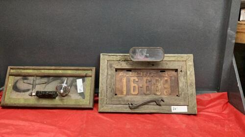 RUSTIC MANCAVE BARNWOOD FRAMED LICENSE PLATE DECOR