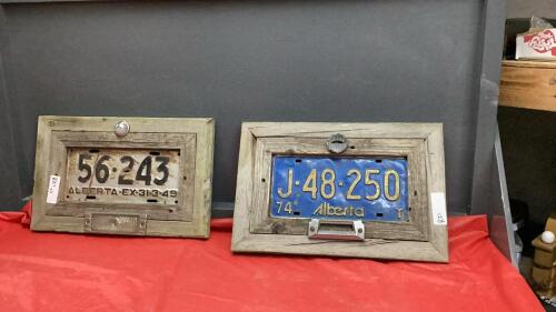 RUSTIC MANCAVE BARNWOOD FRAMED LICENSE PLATE DECOR