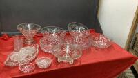 GOOD LIDDED TOTE W/ GLASSWARE - SOME CRYSTAL