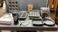 BAKING PANS, CAN OPENER, WARMING PANS, CANNISTER